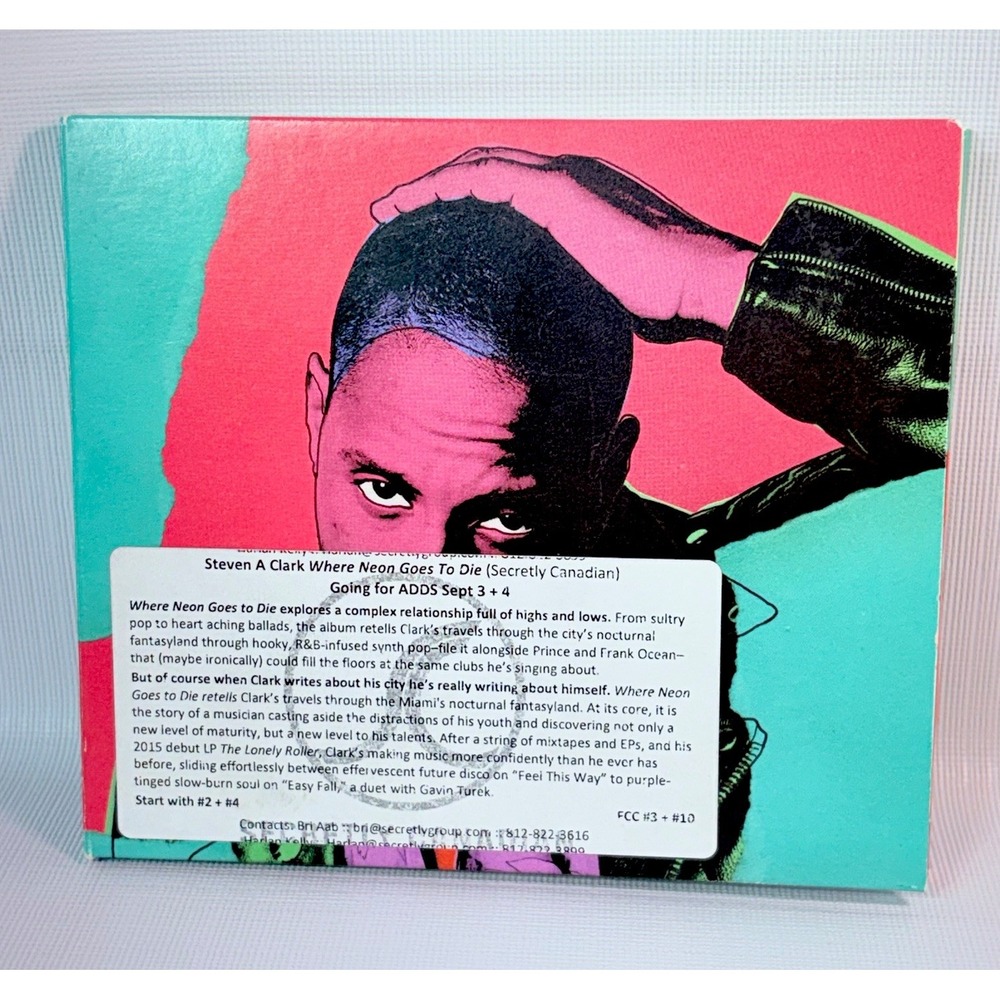 Steven A. Clark - Where Neon Goes To Die CD (2018) Promo Reviewer Sticker R&B